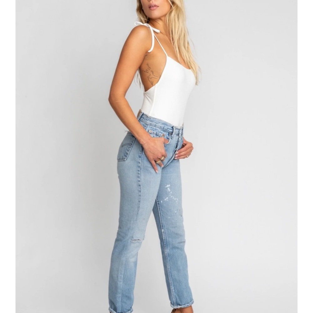 RESA White Tie-Shoulder Bodysuit